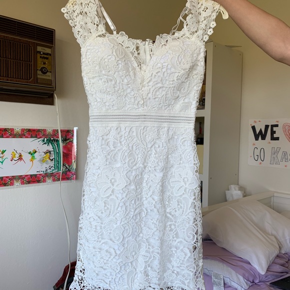 Crochet Lace Cold Shoulder Mini Dress - Picture 5 of 5